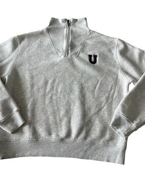 League Union College Cropped Light Gray Quarter-Zip Size Large
